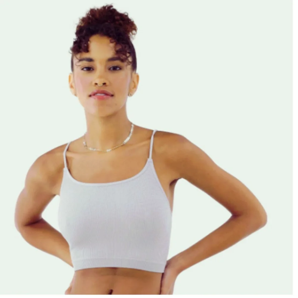 Shimmer Ribbed Strappy Cami Bralette - Gray